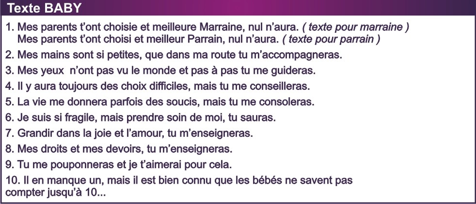 Version de texte BABY